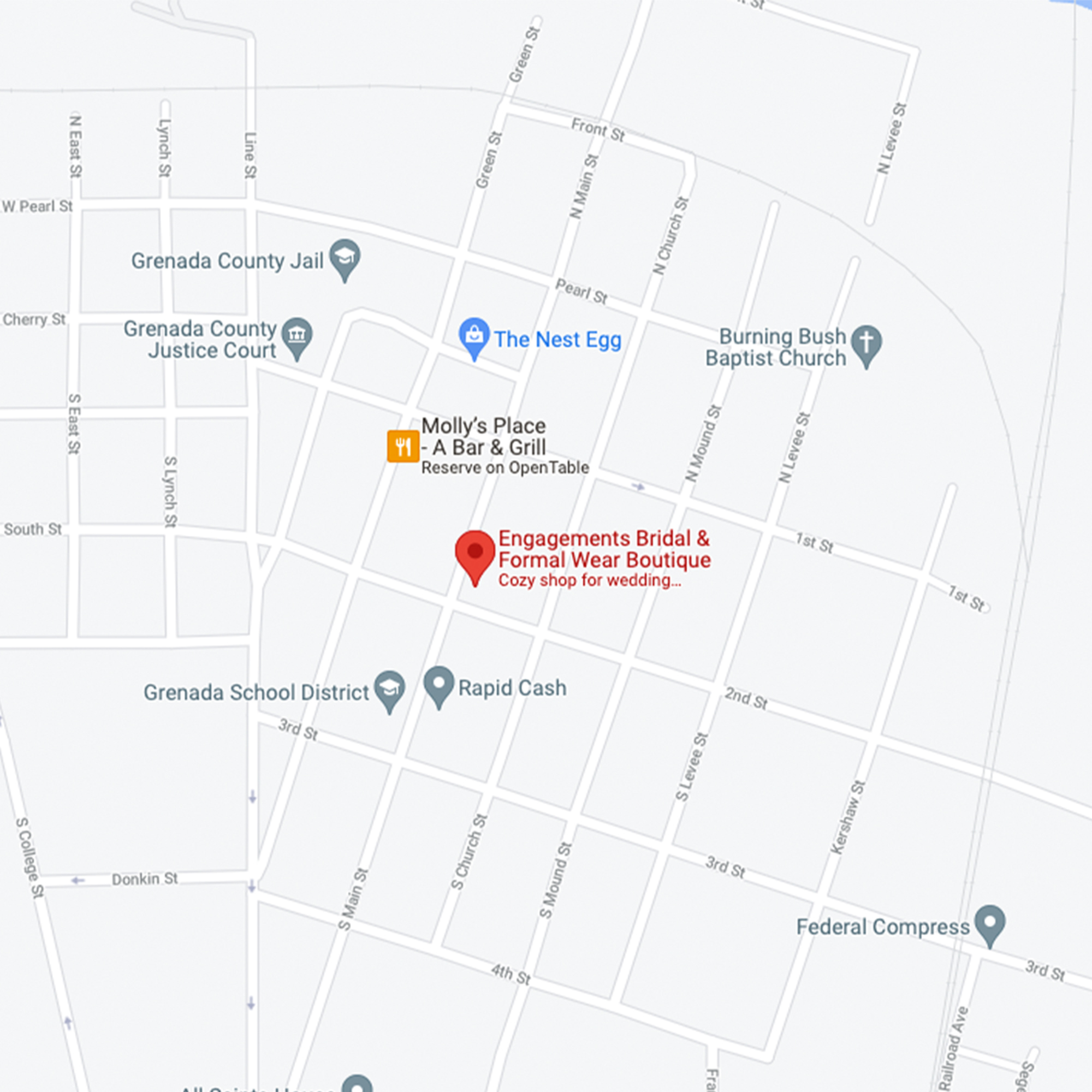 Engagements Bridal & Formal Wear map. Mobile image.
