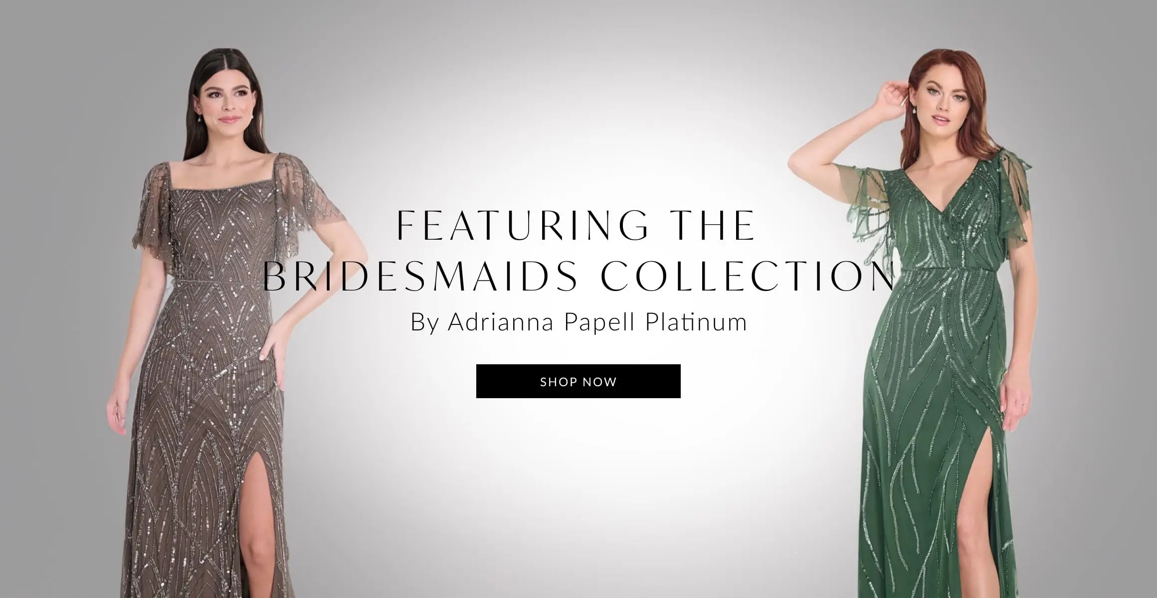 Models Wearing Adrianna Papell Platinum Bridesmaids Dresses